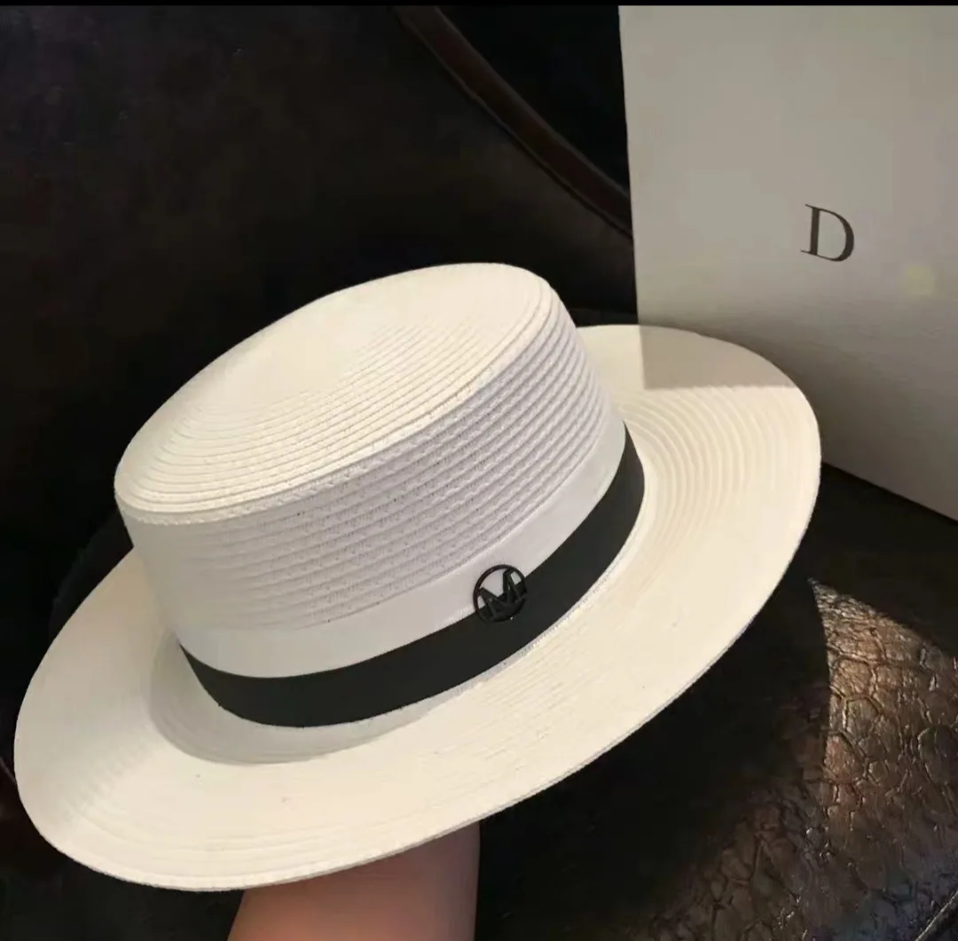 Соломенная шляпа с лентой и широкими полями женская панама от солнца надписью 2020