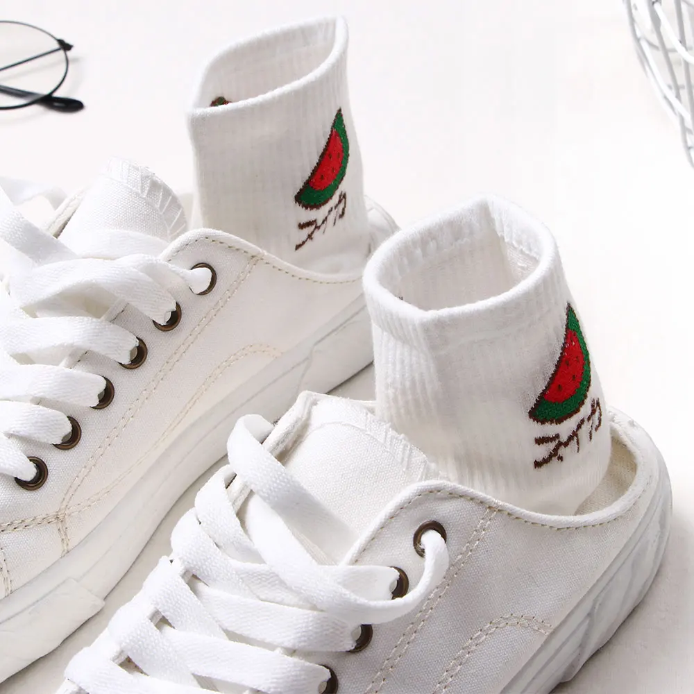 Хлопковые носки с фруктовым дизайном для девочек Женские повседневные