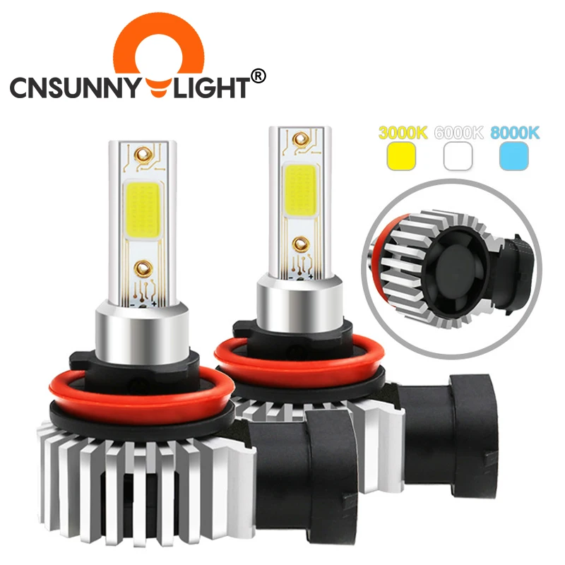 2 Автомобильные светодиодные противотуманные фары CNSUNNYLIGHT H11 H8 H7 H1 H3 9005 9006