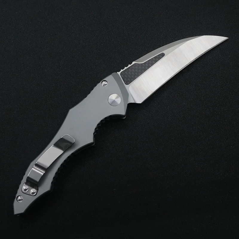 Beli Magic OTF Micro Hawk D2 Steel Aviation Aluminium + Pegangan Serat Karbon Luar Ruangan EDC Hunting Survival Pisau Otomatis