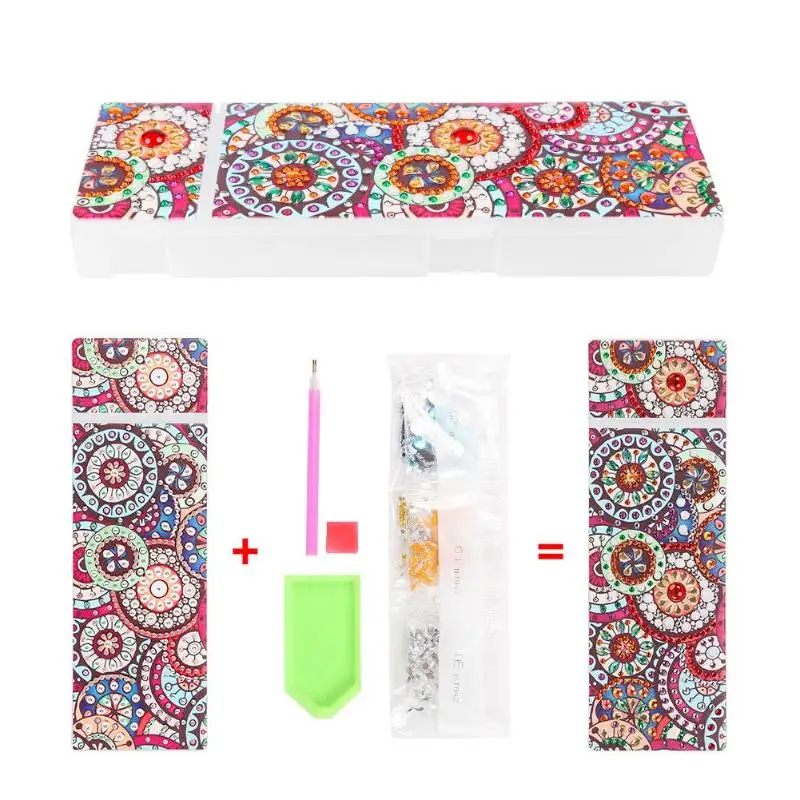 5D DIY Special Shaped Diamond Painting 2 Grids Stationery Pencil Box Rhinestones Diamond Embroidery Mandala Storage Case Gifts - Цвет: G