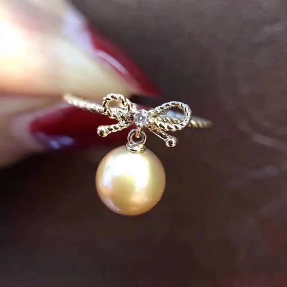 

New Arrival Bow Style 18K Gold Ring Mountings Settings AU750 Jewelry Findings for Pearls Coral Agate Crystal Beads Stones