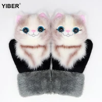 new fashion kids gloves christmas gifts 5 15 years winter warm childrens gloves cute cat velvet thickened cartoon outfit girls