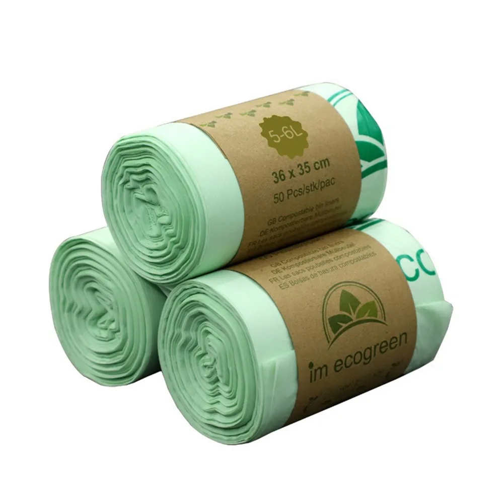 

50Pcs/Roll Plastic Garbage Bag Biodegradable Trash Bags Compostable Bags Rubbish Bags Wastebasket Liners Bags for Kitchen