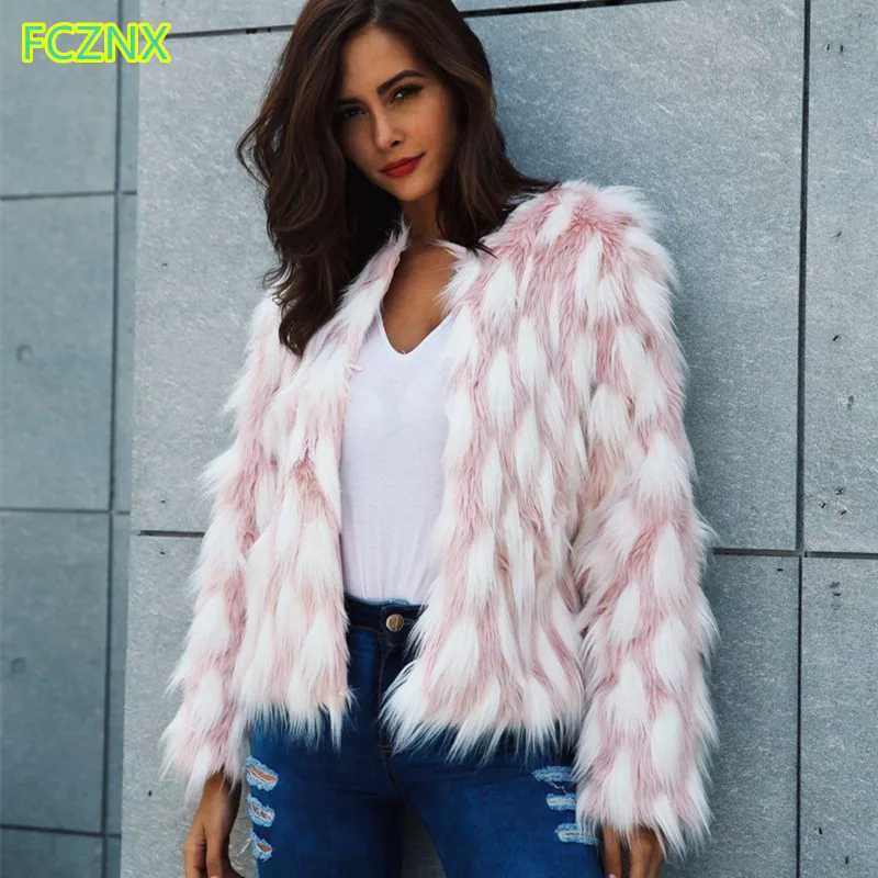 2019 Женская одежда с длинным рукавом разноцветное пальто из искусственного меха