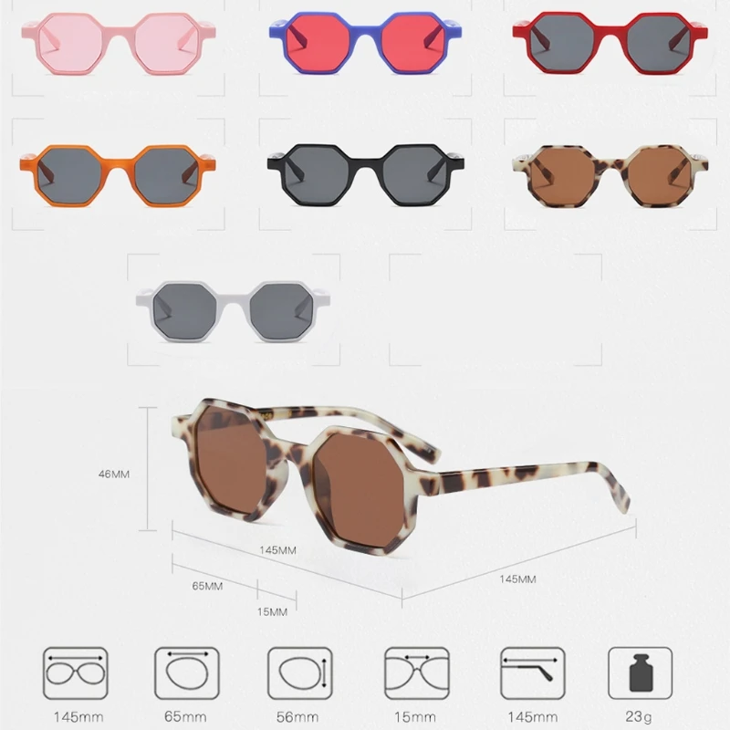 

Hexagonal Sunglasses Vintage Small Glasses Geometric Resin Frame Clear Lenses