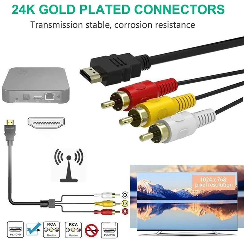5 футов 1. 5m1080p HDTV штекер к 3 RCA Аудио Видео AV кабель адаптер преобразователь