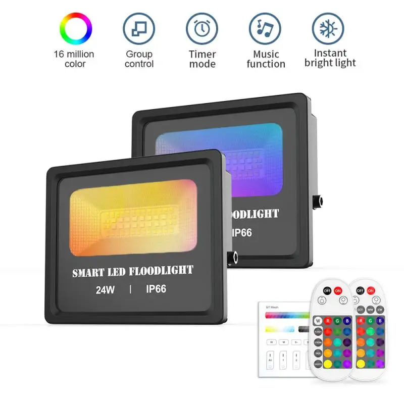 Умный Светодиодный прожектор RGB 24 Вт 1 шт. совместисветильник с Bluetooth групповое