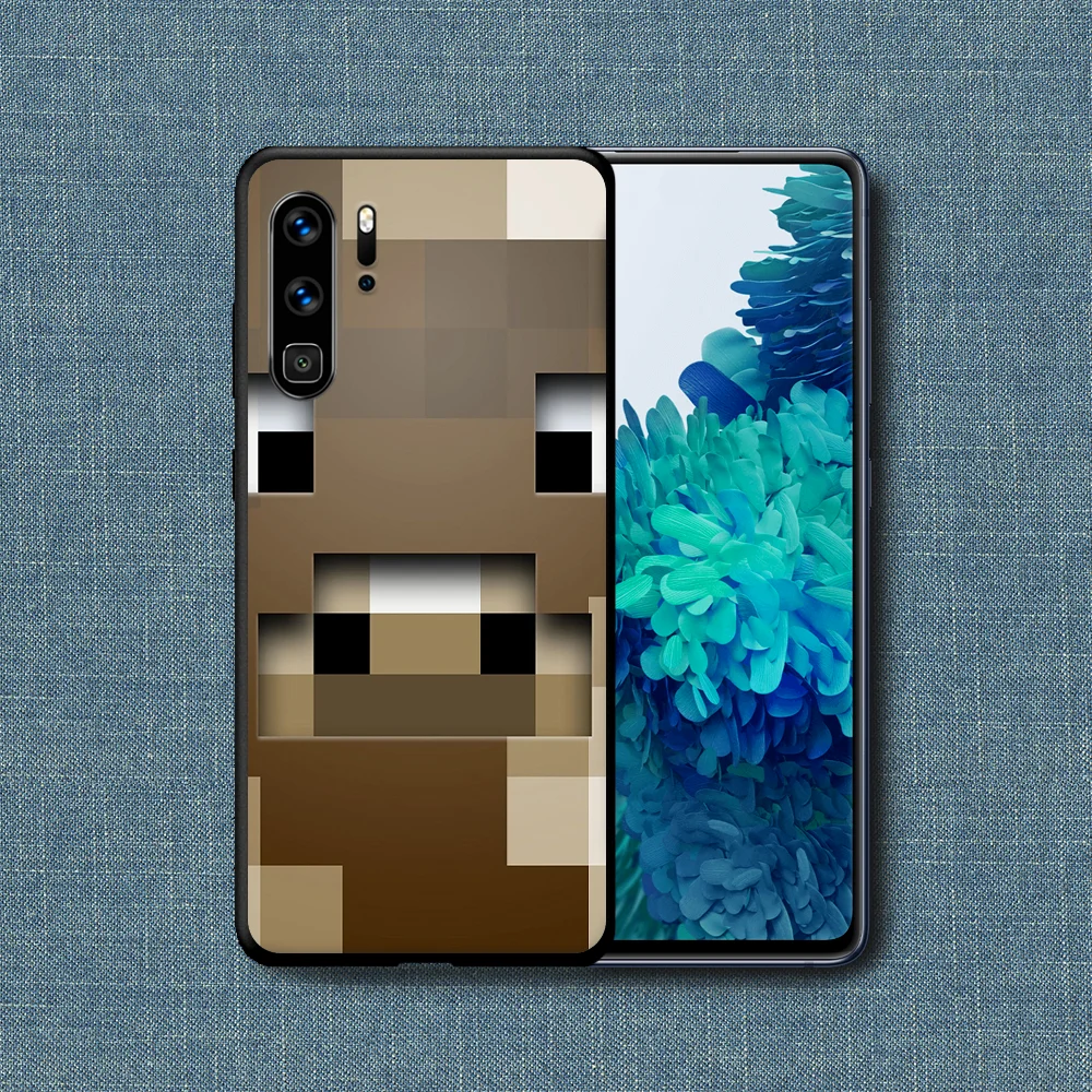 

Mini World Cute Cartoon Game Phone Case For Huawei P Mate Smart 10 20 30 40 Lite Z 2019 Pro black Back 3D Etui Silicone Funda