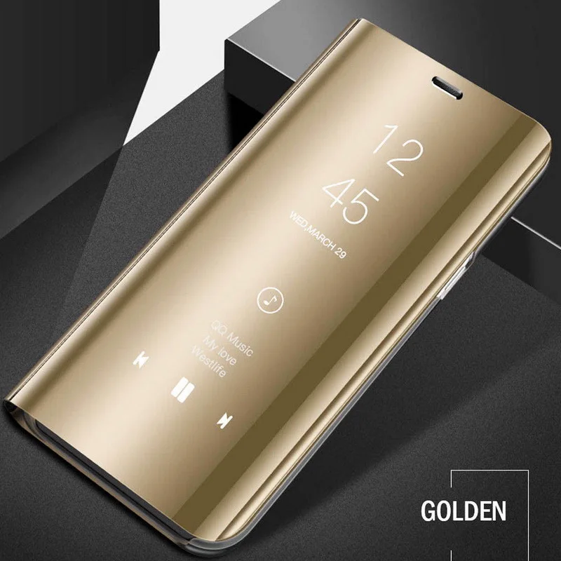 YISHANGOU зеркальный чехол s для iPhone 11 XS Max 6 6S Plus подставка держатель Твердый чехол для iPhone XR XS 7 8 Plus флип чехол - Цвет: Gold