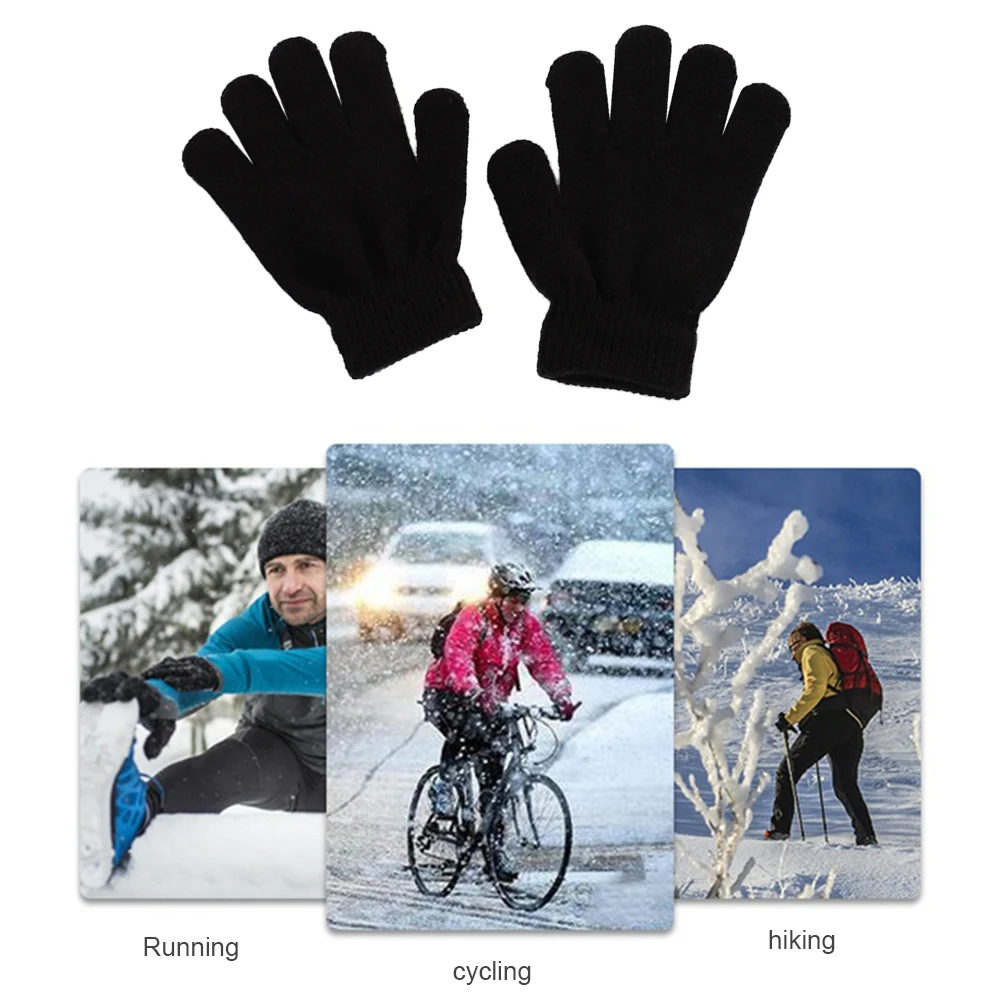 

Full Finger Gloves Solid Color Knitted Winter Warm Biking PortableDustproof Cycling Parts for Adults Men Women Mitten