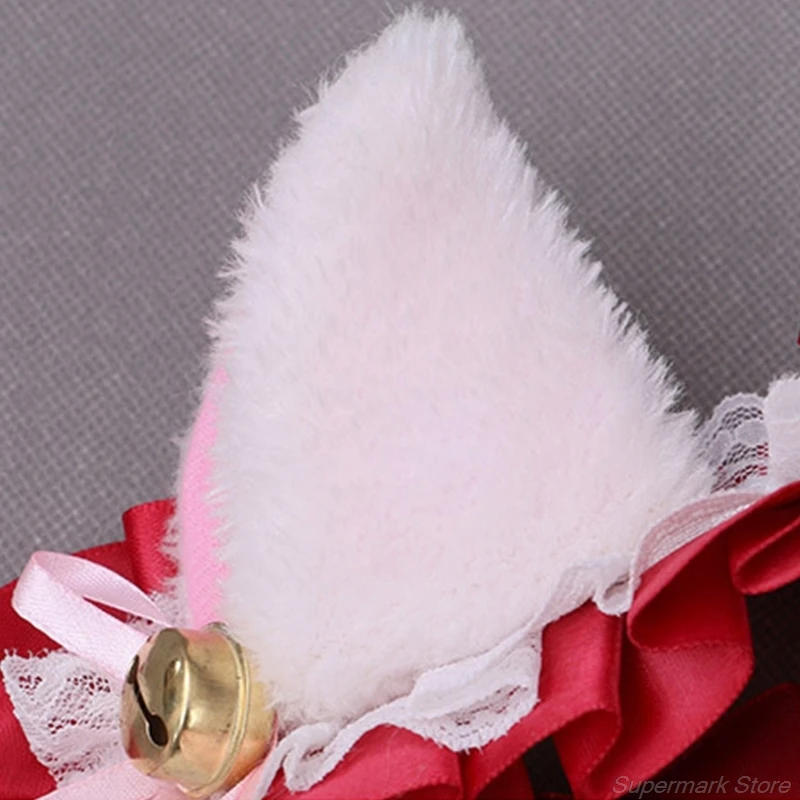 

Masquerade Halloween Plush Kitty Ears Bandana Lolita Ribbon Bowknot Bell Hair Hoop Anime Cosplay Costume Animal Headband M24 21