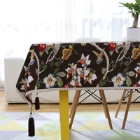 chinese classicism elegance cotton linen tableclothflowers home textile dust proof table coverfor dinning tea table decoration
