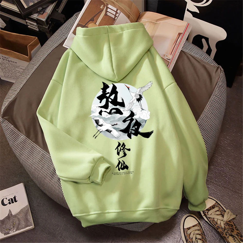 Couple Hoodies Lovers Chinese Street Fashion Men Women Hoodies Winter Thick Warm Sweatshirts Graphic Hood Sweetshirt Aesthetic
