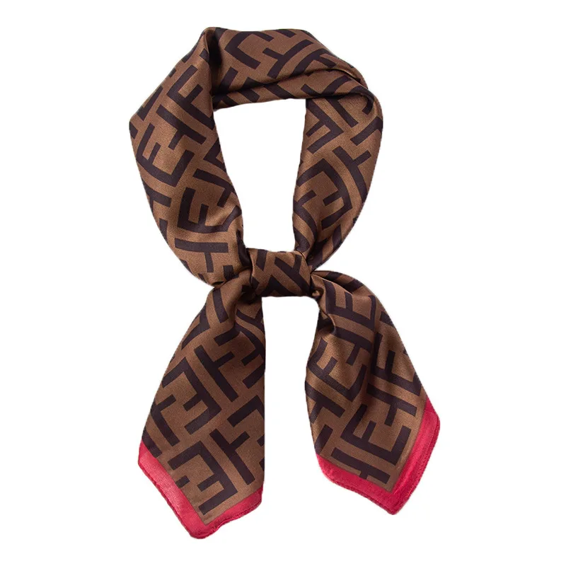 

Silk Scarf Women Letter Print Square Hair Scarves Foulard Band Shawls and Wraps Summer Neckerchief Bandana Headscarf 2021