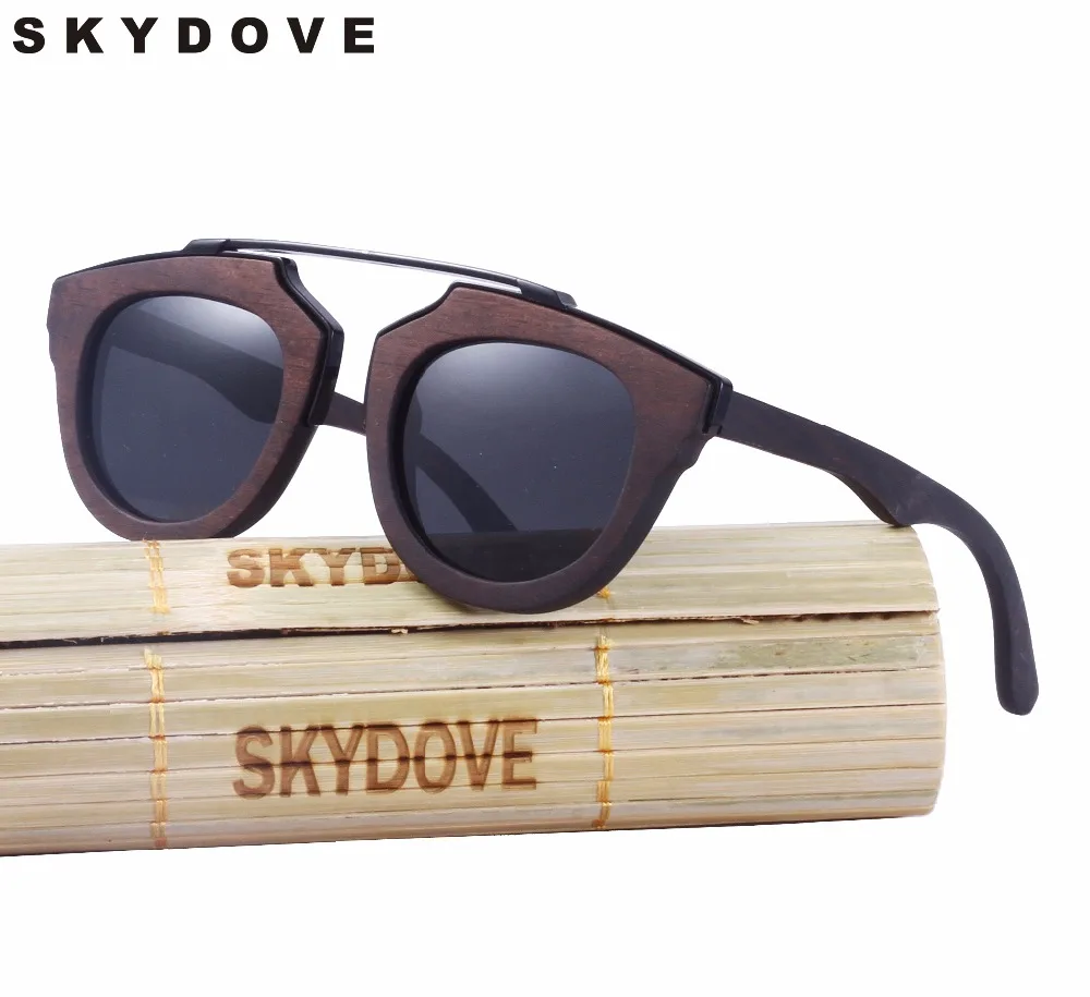 

Винтажные деревянные солнцезащитные очки SKYDOVE, мужские круглые поляризационные солнцезащитные очки 2018, женские деревянные ретро очки, прям...