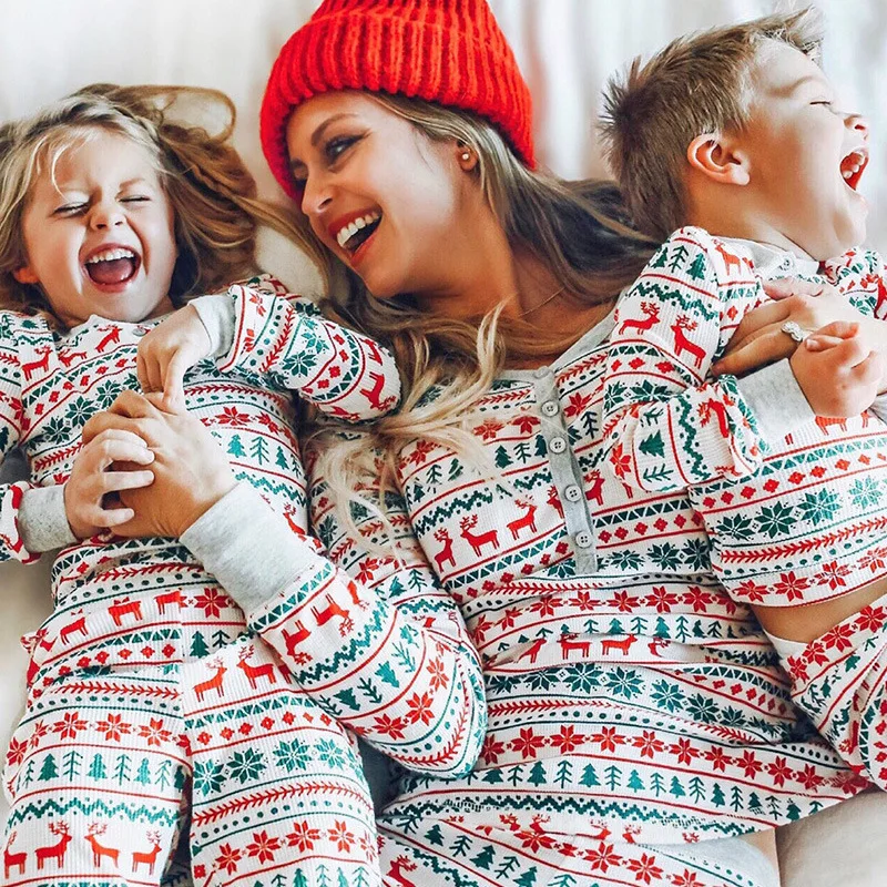 

Pajamas Christmas for Families Printed Homewear Mommy and Daughter Father Son Matching Clothes Pajamas Parent-child Wear