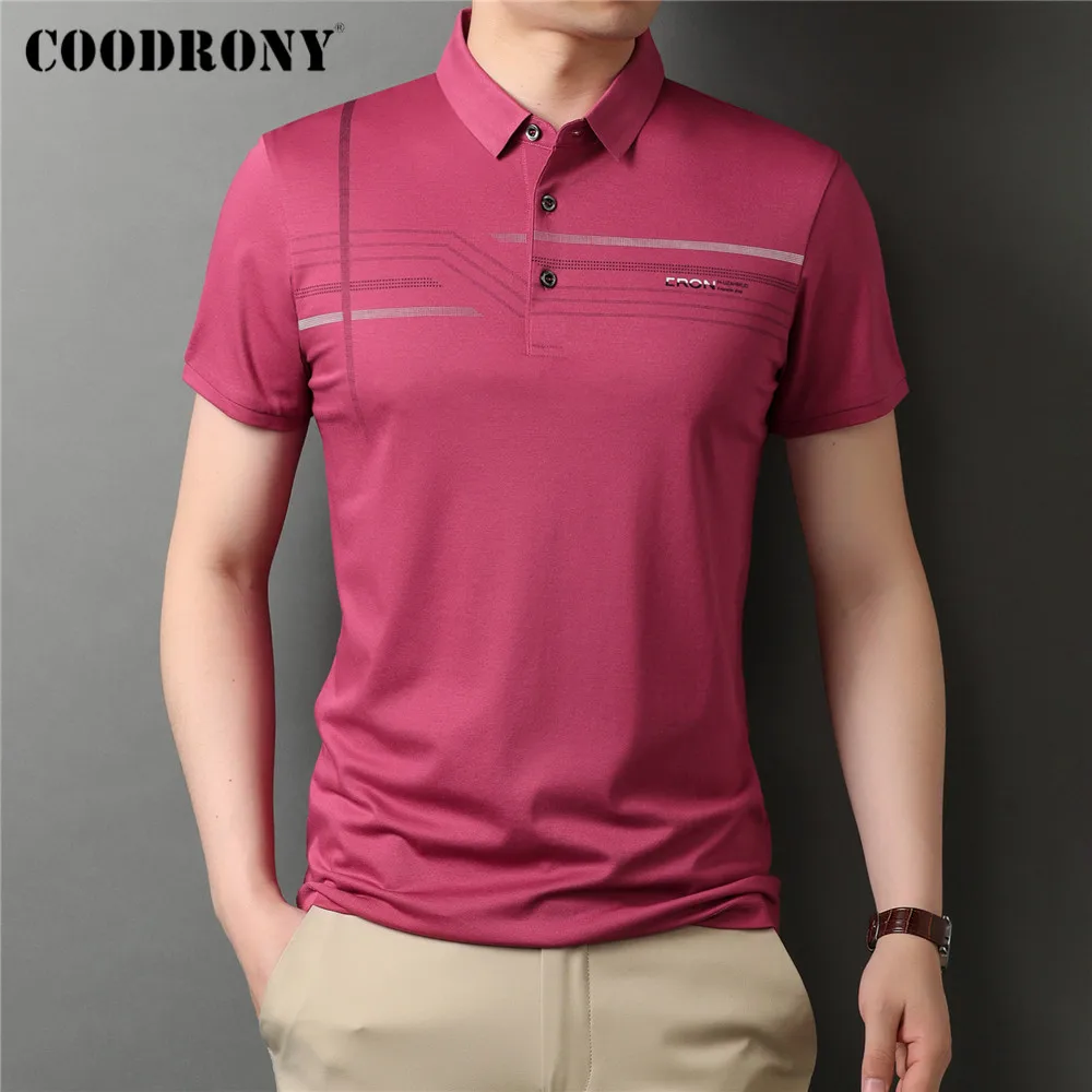 

COODRONY Brand High Quality Summer New Arrival Business Casual Striped Short Sleeve Polo-Shirt Men Clothing Cotton Tops C5238S