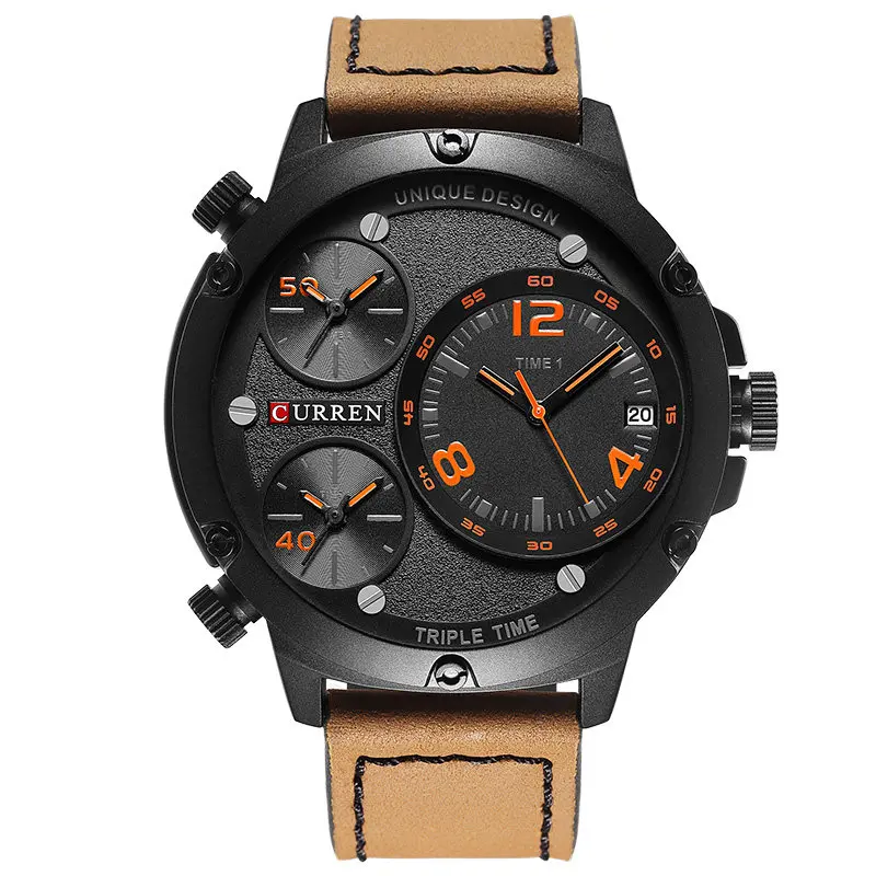 

New MenWatch Three Time Zone Display Quartz Men WatchWaterproof Sports Multi-function Men Watch Relogio Masculino Erkek KolSaati
