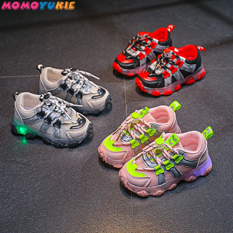 Zapatos brillantes de talla 21-30 para beb&eacute;s, zapatillas transpirables Led para ni&ntilde;os, zapatillas brillantes con suela luminosa-1