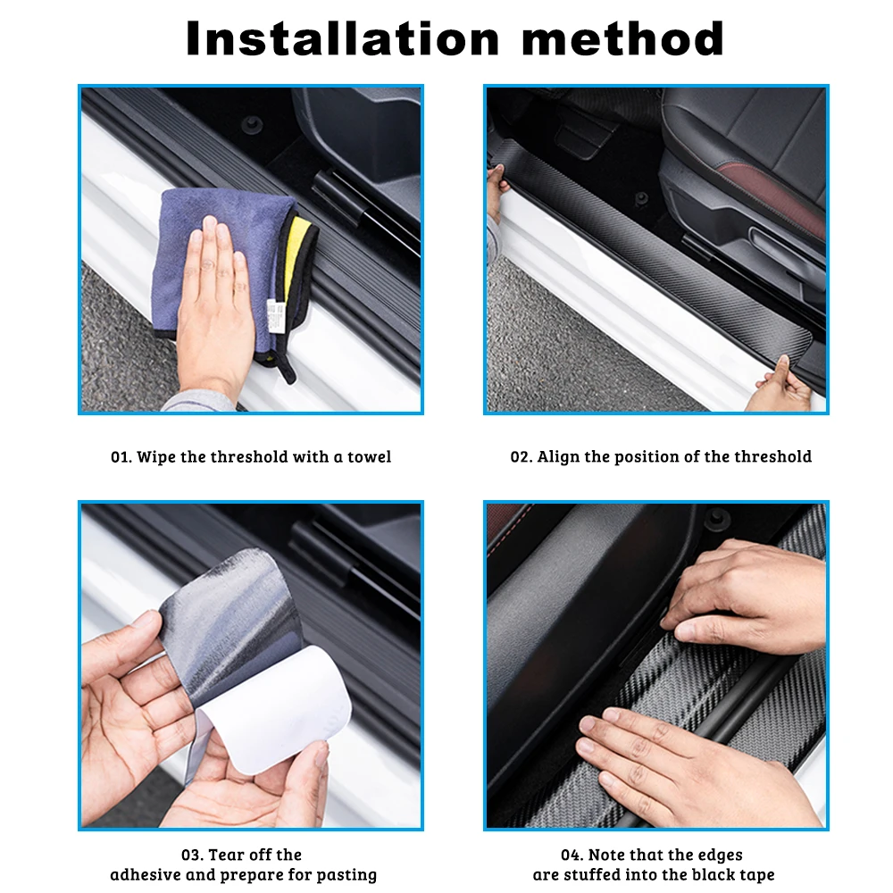 

Door Sills Stickers For Isuzu D-MAX 4D Carbon Fiber Vinyl Sticker Car Door Threshold Plate Entry Guard 4Pcs Auto Accessories