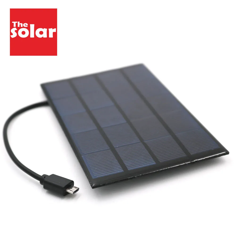 Солнечная панель 5 В 2 Вт Micro USB Android поликремниевая солнечная зарядное устройство