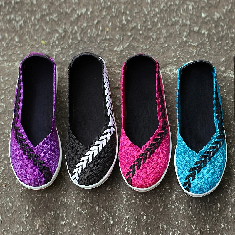 Женские кроссовки на плоской подошве плетеные сандалии танкетке удобные пляжные