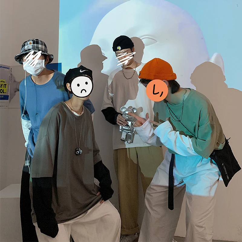 2022 осенне-Весенняя модная футболка большого размера с имитацией двух частей