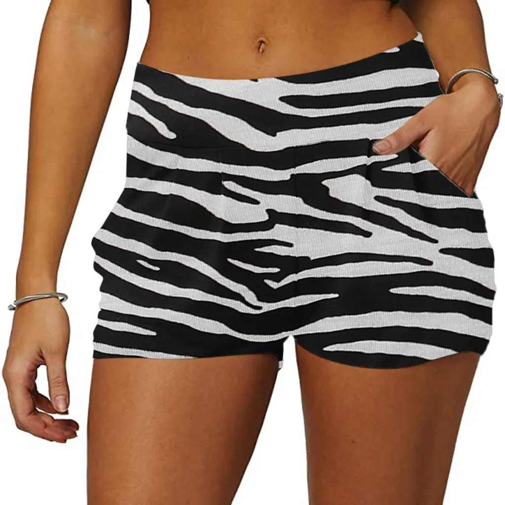 

Women Summer Shorts Sexy High Waist Pleated Loose Casual Ultra Soft Printed Bike Pockets Shorts