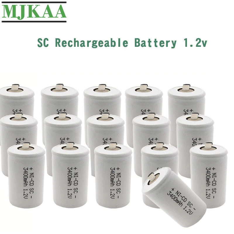 MJKAA 15 шт SC 3400mAh 1 2 V аккумуляторная батарея Sub C Ni cd с заварочными вкладками для