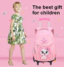 2022 детские школьные ранцы на колесиках, школьный рюкзак, школьные сумки на колесиках, Детские рюкзаки для девочек, школьные рюкзаки с кошкой на колесиках, сумки