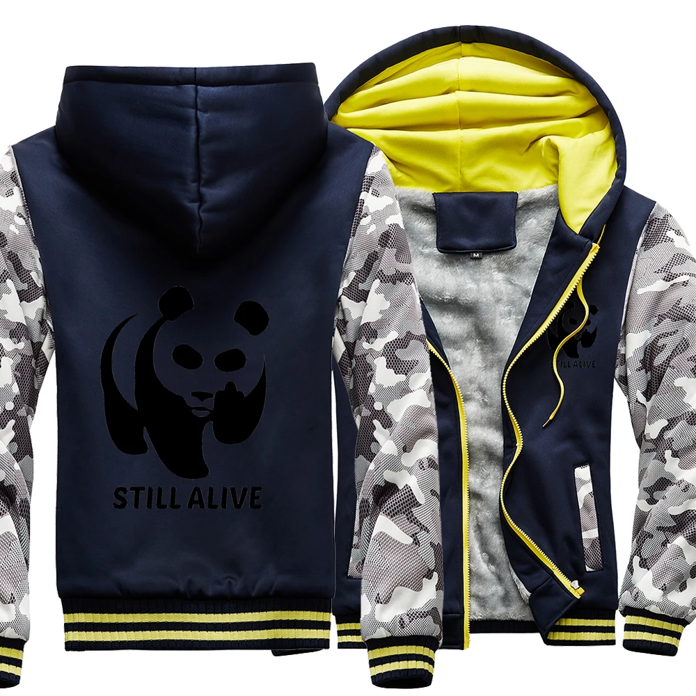 

Kawaii Chinese Panda Still Alive Street Hoodies Winter Warm Outdoor Printed Hoodie Top Men Casual Fitted Black Loose Sweatshirt