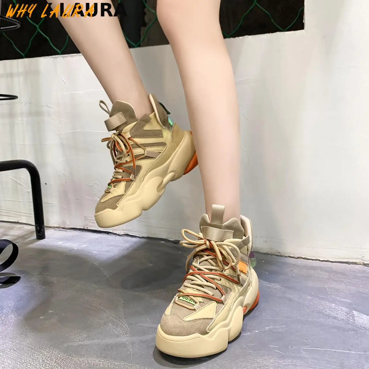 

Fall high top shoes women's running shoes women's sports shoes women's sports shoes Women's sports boots Thick soled non-slip so