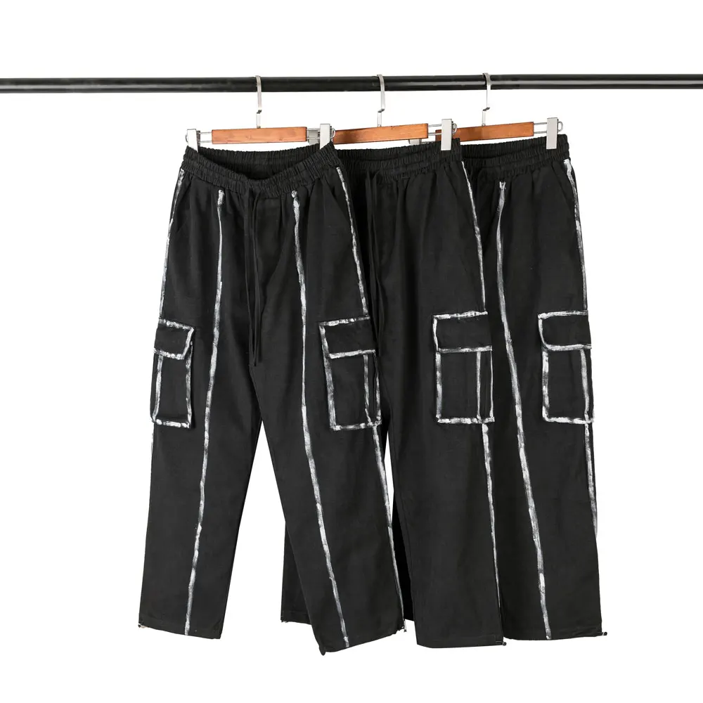 Мужские брюки карго до щиколотки с поясом и карманами|Повседневные брюки| |