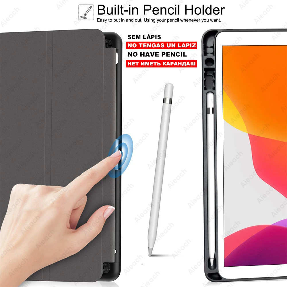 Чехол для iPad Pro 10,5 со встроенным карандашом, умный кожаный мягкий силиконовый тканевый чехол для Apple iPad 10,2 Air 3