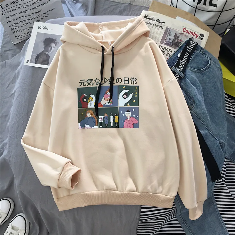 Khaki YOSO весна и осень новые женские толстовки и свитшоты с капюшоном ленивый корейский стиль свободный плюс толстый бархат куртка - Цвет: Khaki