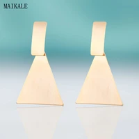 maikale simple geometric triangle metal earrings gold color statement earring big drop long earrings for women classic jewelry