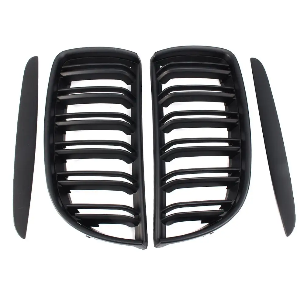 Полные комплекты матовая Черная передняя почек гриль двойной 2 линии гоночные