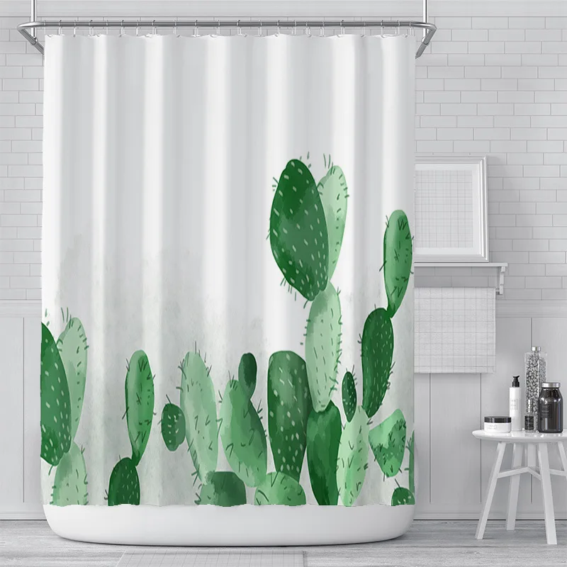 

Nordic Shower Curtain Waterproof Bathroom Curtain Cactus Plant Toilet Laundry Room Home Decor Watertight Bath Curtains Farmhouse