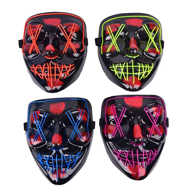 Хэллоуин СВЕТОДИОДНЫЙ маска Косплэй вечерние неоновый светильник до маски