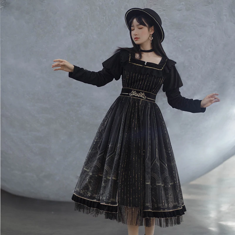 

Vintage Gothic Style Lolita Dress Long Sleeve OP Lolita Luxury Dress Cos Diablo Loli Princess Punk Vestidos
