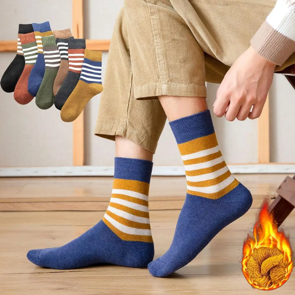 

2021 New Brand Autumn Winter Japanese Harajuku Socks Warm Male Socks Cotton Set Dress Thick High Quality Casual Fashion EU 38-44