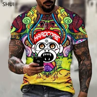 new 2021 printed top mens skull casual fashion oversized t shirt short sleeved o neck street comic style loose t shirt summer