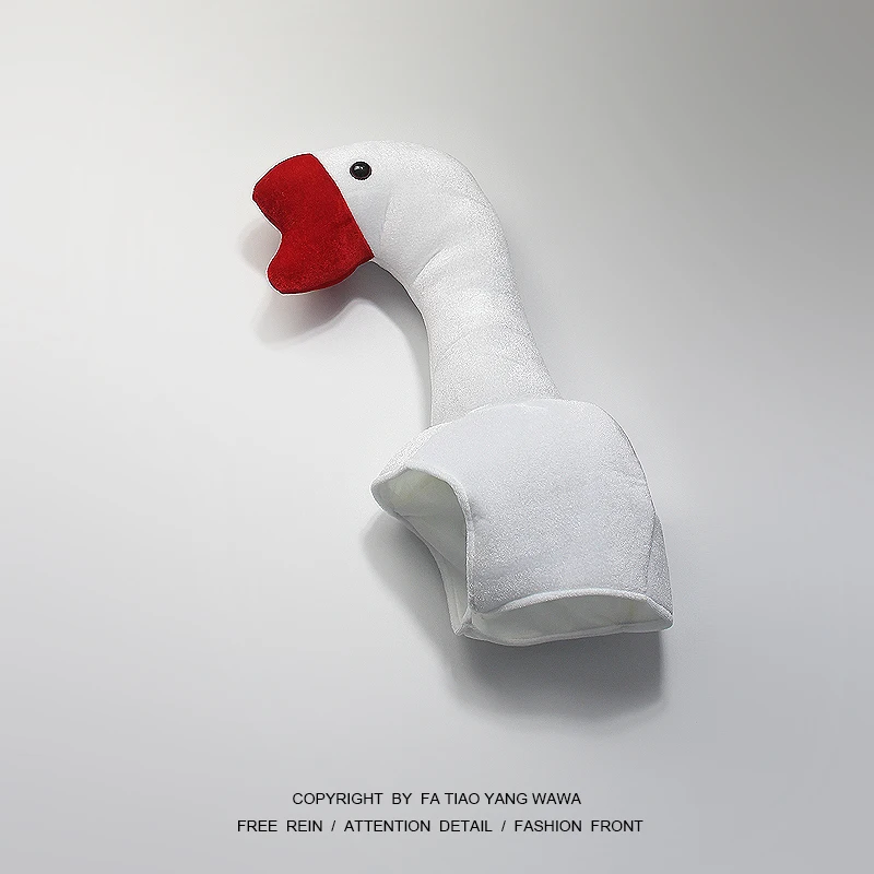 

I'm bored, dress up as a goose, go to lay eggs, big white goose head hat, new weird party toy