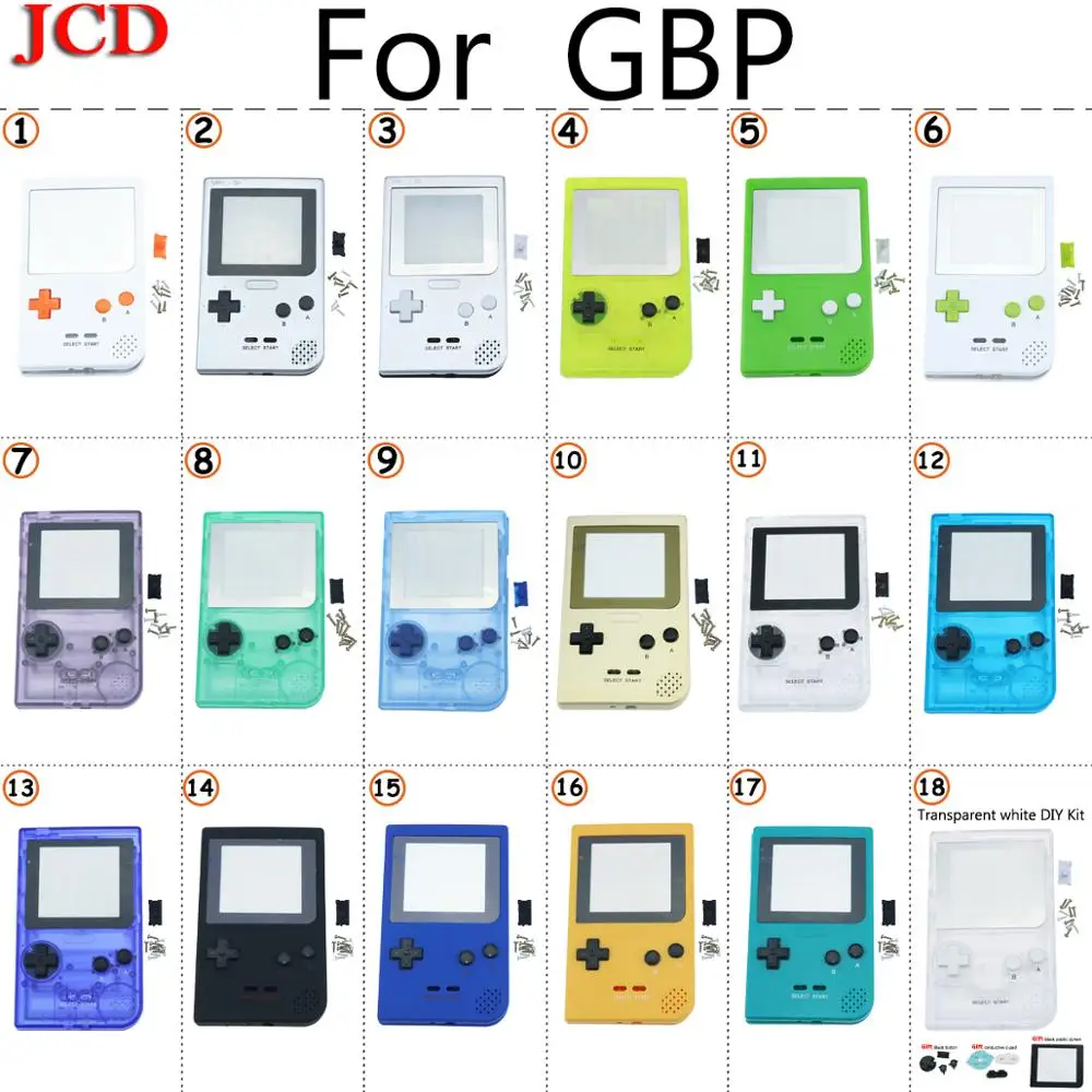 

JCD DIY Full Case Cover Housing Shell Replacement for Gameboy Pocket Game Console for GBP Shell Case Buttons Transparent DIY Kit