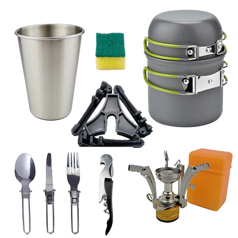 Набор посуды для улицы 1 2 человек портативный походный набор плиты