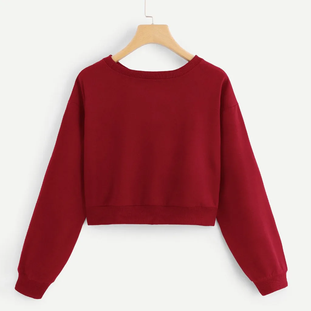 Женская толстовка с капюшоном модный однотонный свитер круглым вырезом и