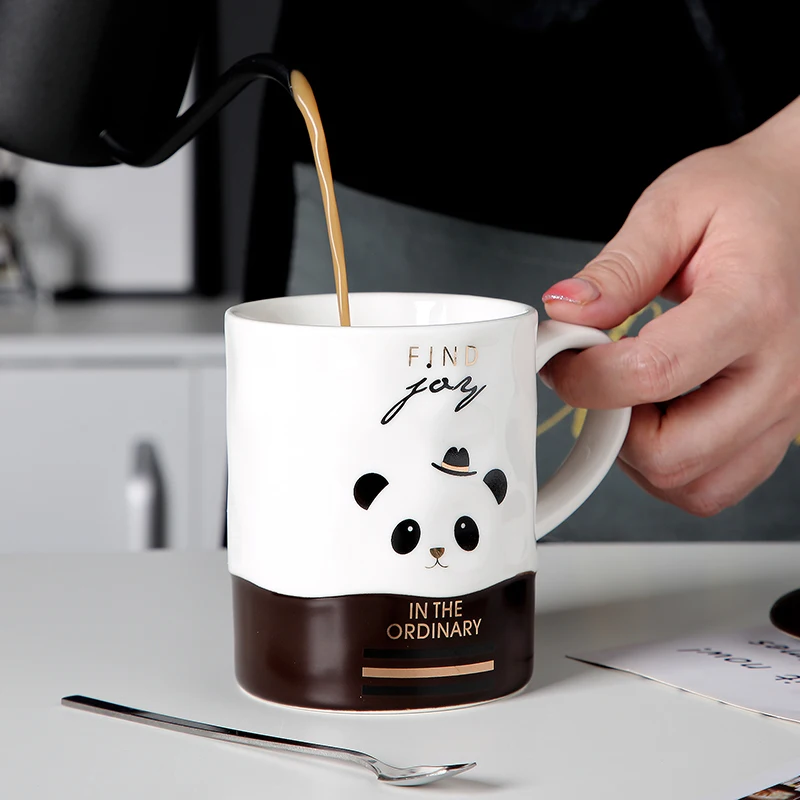 EWAYS креативная керамическая чашка ложка с крышкой милая мультяшная кружка