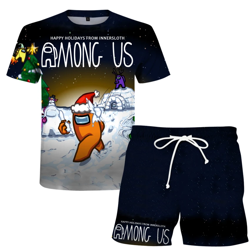 

European American Large Size Anime Cartoon 3d Printing Casual Wear S-6xl Summer Men's Short-sleeved Five-point Pants two-piece