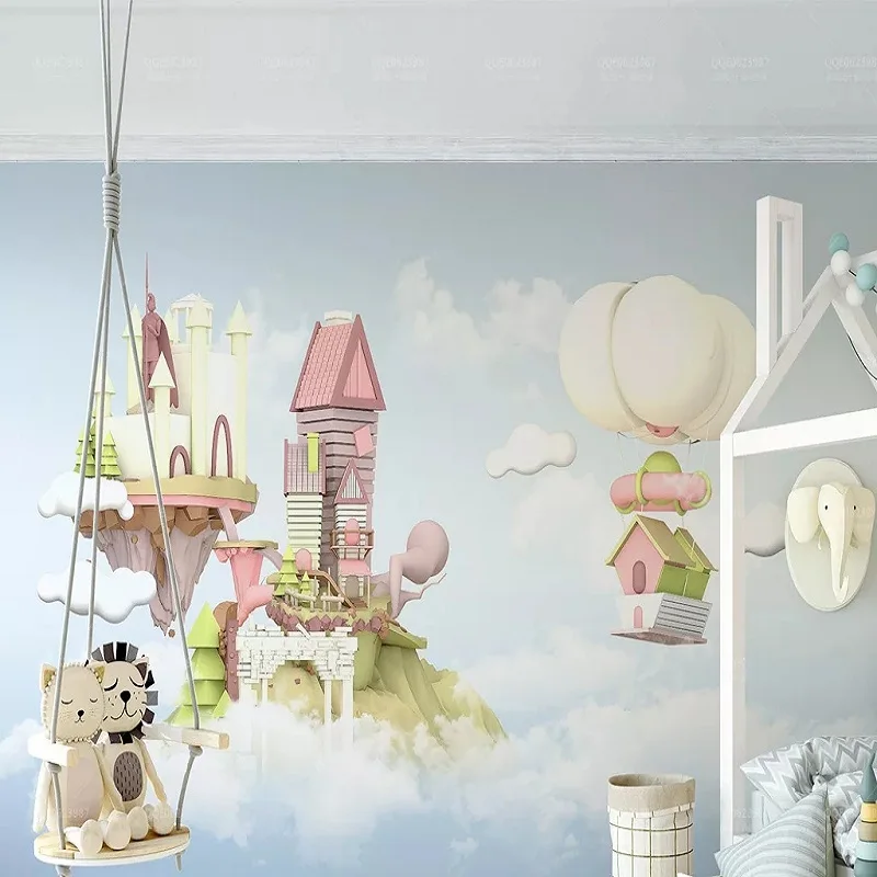 

New Custom large mural 3D wallpaper cartoon Sky fantasy castle children's bedroom mural TV back wall decor deep 5D embossed